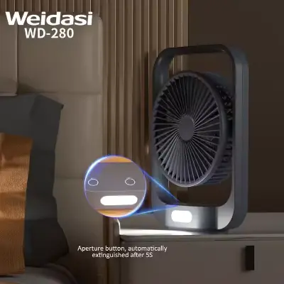 Picture of Weidasi New Small Fan Household Rechargeable C Interface Table Hanging Handheld Hung Ceiling 4 in 1 Multi-function Mini Fan - Grey