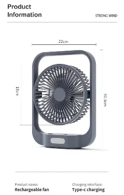 Picture of Weidasi New Small Fan Household Rechargeable C Interface Table Hanging Handheld Hung Ceiling 4 in 1 Multi-function Mini Fan - Grey
