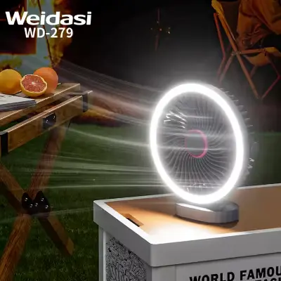 Picture of Weidasi WD-279 Newest Trend Desktop Fan USB Rechargeable Mini Table Fan 2400mAh Portable Small Desk Fan - Grey