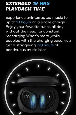 Picture of Wavefun XBuds 5 Wireless Earphone with Ear Hook IPX8 Waterproof 2000mAh Charging Case with Power Bank Function BT5.3 Workout Outdoor Headphones - Black