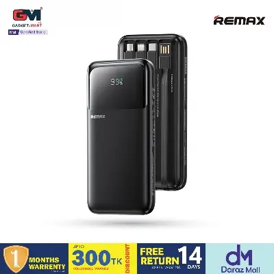 Picture of Remax FCP-2 22.5W Fast Charging  External Battery Portable Charger 20000mAh PowerBank with Cable - Black