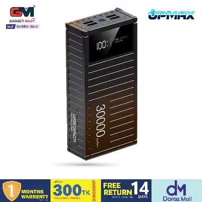 Picture of Upmax PD27W+ QC22.5W Fast Charging Power Bank 30000mAh with 4 USB Ports and LED Display - Black - Black