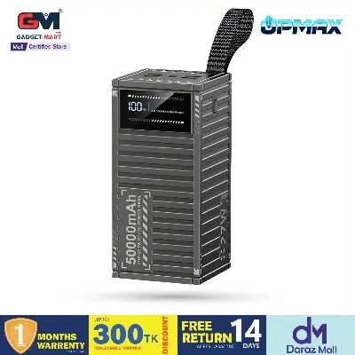 Picture of Upmax PD27W+ QC22.5W Fast Charging 50000mAh/30000mAh Power Bank with 4 Ports, LED Display, and 30 Days Warranty - Black