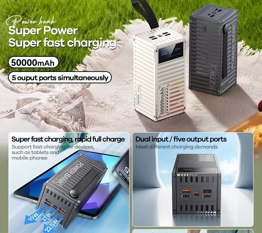 Picture of Upmax PD27W+ QC22.5W Fast Charging 50000mAh/30000mAh Power Bank with 4 Ports, LED Display, and 30 Days Warranty - Black