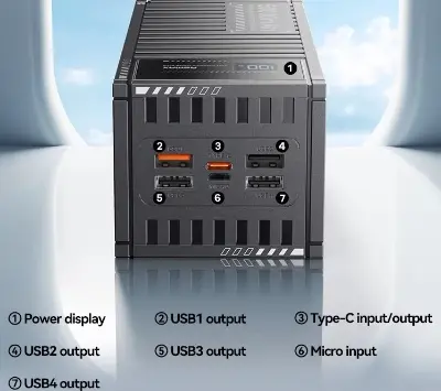 Picture of Upmax PD27W+ QC22.5W Fast Charging 50000mAh/30000mAh Power Bank with 4 Ports, LED Display, and 30 Days Warranty - Black