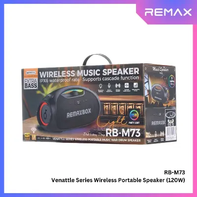 Picture of REMAX RB-M73 Venattle Series Music War Drum Portable Wireless Speaker (120W) - Black - Black