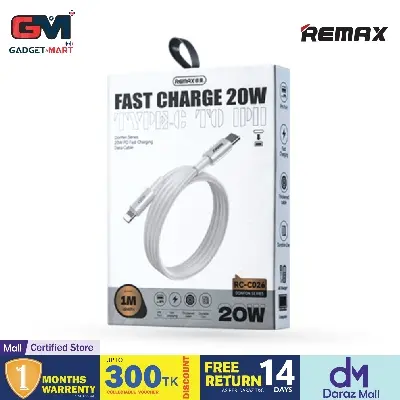 Picture of REMAX RC-C026 (type C-Lightning) Dofon Series 20W PD Fast Charging Data Cable- Black -1M - Black