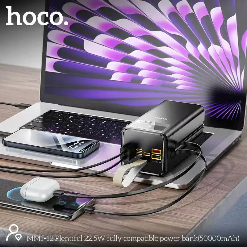 Picture of Hoco MMJ12 22.5W Fully Compatible 50000mAh Power Bank- Black - Black