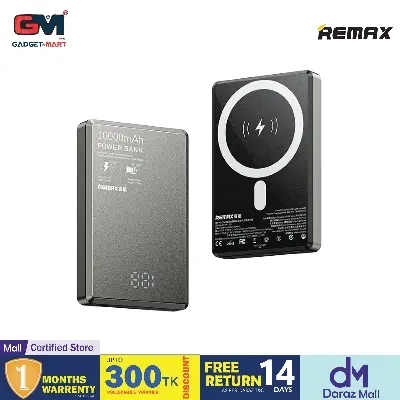 Picture of REMAX RPP-109 Vocard Pro Metal Body Ultra Slim 20W PD Fast Charging Magnetic Wireless 10000mAh Power Bank - Black - Matte Black