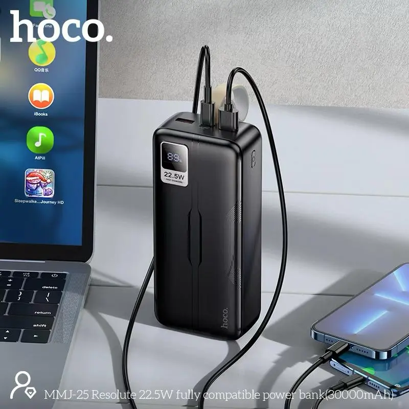 Picture of Hoco MMJ-25 Resolute Fully Compatible 22.5W 30000mAh Power Bank - Black - Black