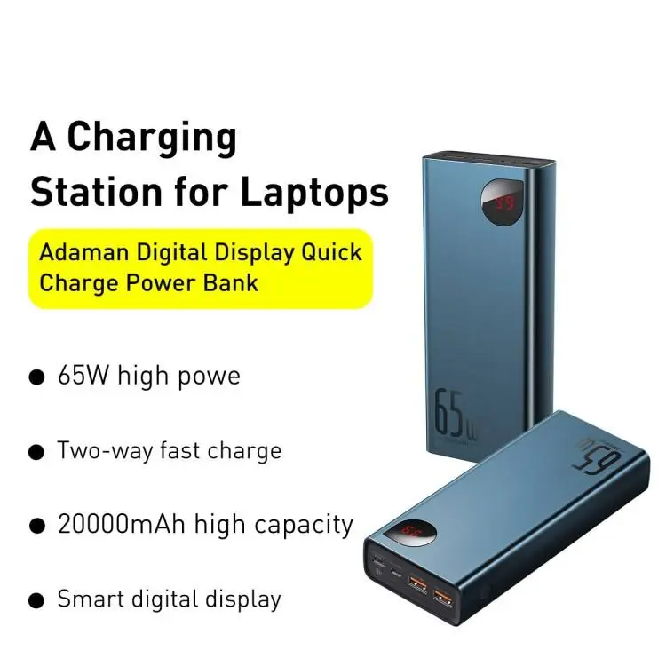 Picture of Baseus Adaman Metal Digital Display 65W Quick Charge 20000mAh Power Bank - Black - Black