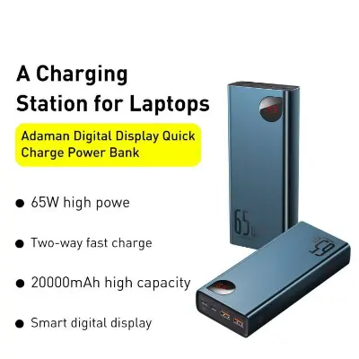 Picture of Baseus Adaman Metal Digital Display 65W Quick Charge 20000mAh Power Bank - Black - Black