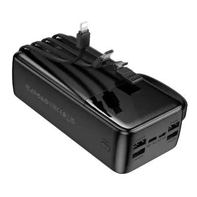 Picture of Hoco MMJ-13 Intelligence Balance 30000mAh Power Bank with Built in 4 Cables - Black - Black