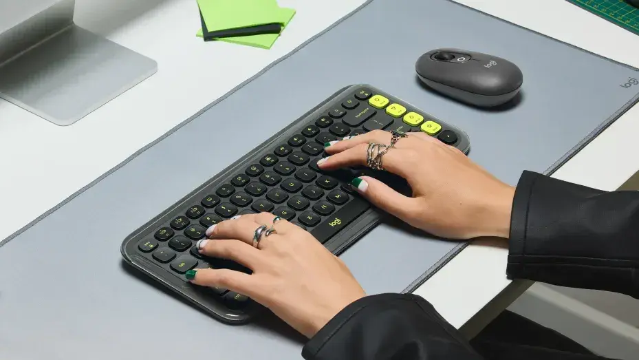 Picture of Logitech POP ICON Keys Wireless Bluetooth Keyboard, Comfortable Typing, Programmable Keys, Easy-Switch Between up to 3 Devices, for Laptop, Tablet, PC – Graphite and Green - Graphite Lime