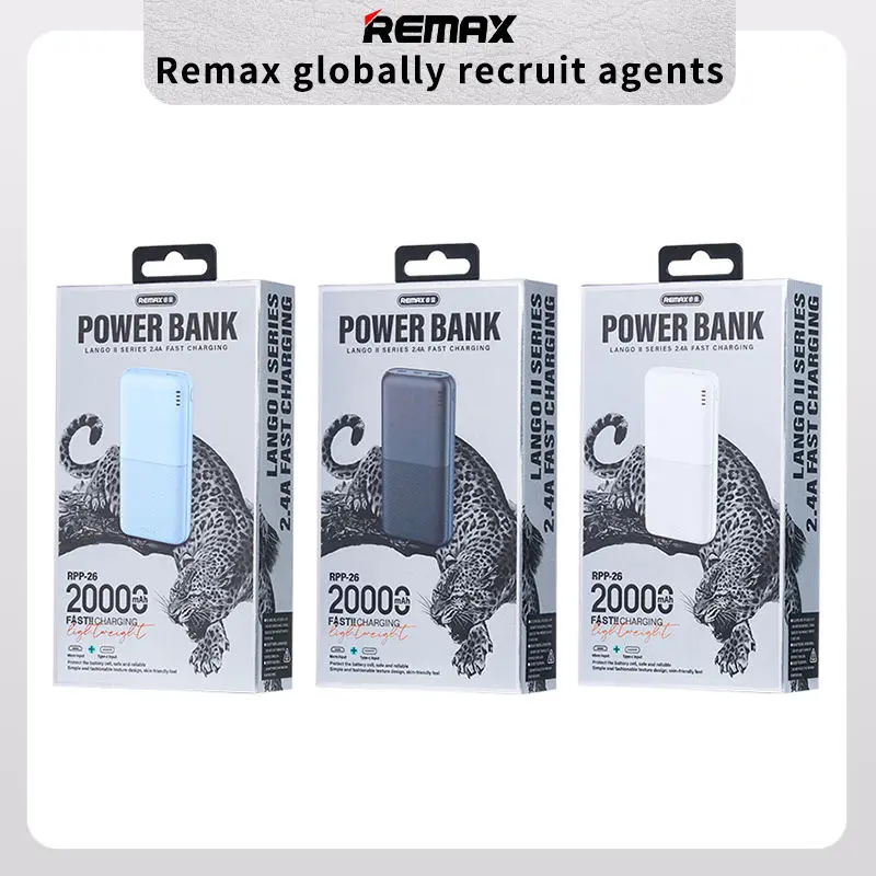 Picture of Remax RPP-26 Type-C & Micro USB  2 Inputs 20000mAh Power Bank - Black/White