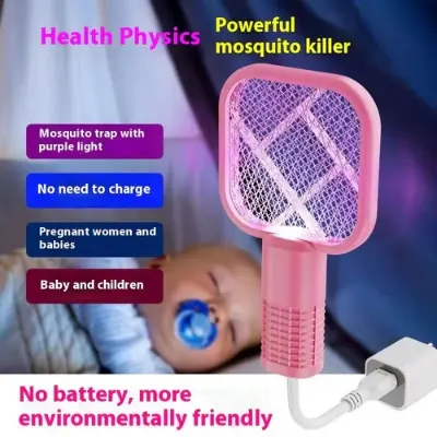 Picture of Mini USB Electric Mosquito Swatter Two-In-One Eco-friendly Plastic Material Rechargeable Automatic Fly Killer Lamp - Random Color