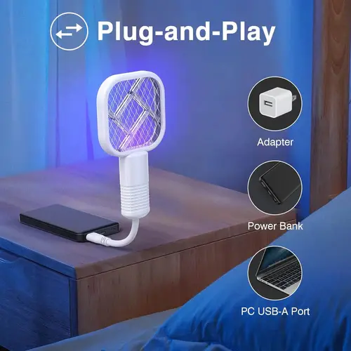 Picture of Mini USB Electric Mosquito Swatter Two-In-One Eco-friendly Plastic Material Rechargeable Automatic Fly Killer Lamp - Random Color