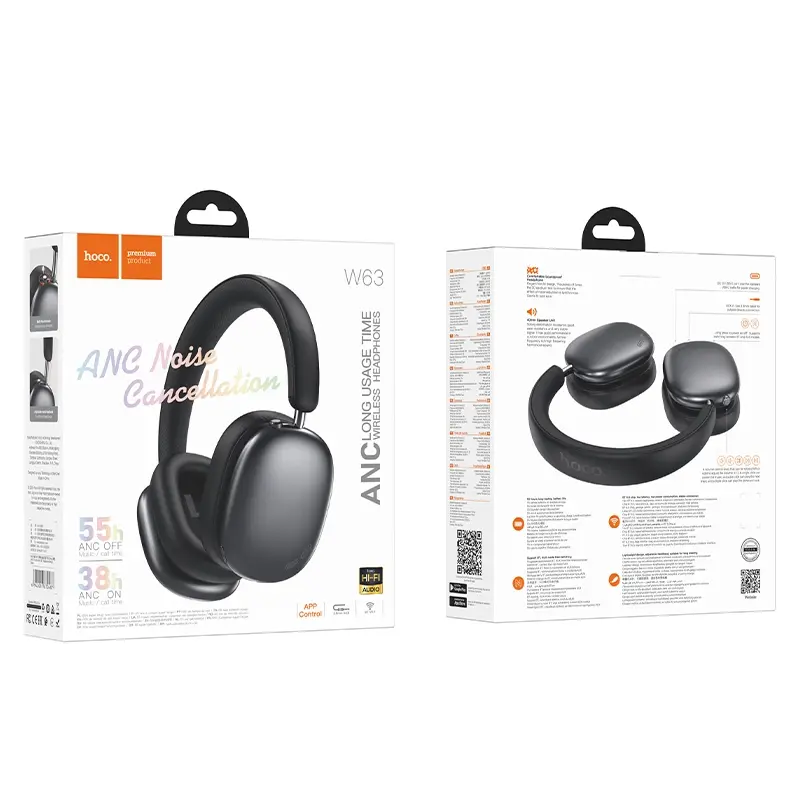 Picture of Hoco W63 Triunfo ANC Bluetooth Headphone – 55 Hours Playtime | App Supported | Active Noise Cancellation