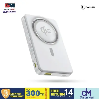 Picture of Baseus Qi2 Magsafe 10000mAh PD 22.5W Power Bank Wireless Magnetic Battery, USB-C Quick Charge for iPhone 17/16/15/14/13 Series, Samsung S/Ultra Series, Mini Powerbank USB-C, Small But Powerful - White