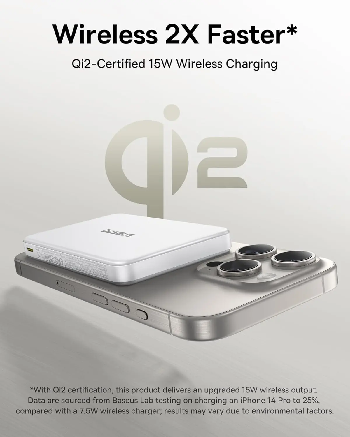 Picture of Baseus Qi2 Magsafe 10000mAh PD 22.5W Power Bank Wireless Magnetic Battery, USB-C Quick Charge for iPhone 17/16/15/14/13 Series, Samsung S/Ultra Series, Mini Powerbank USB-C, Small But Powerful - White