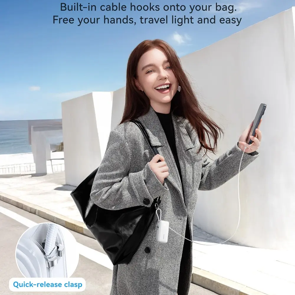 Picture of JOYROOM JR-PR2 10000mAh Power Bank 35W Fast Charging Dual Retractable Type-C Cables Mini Portable Charger - Orange - Orange