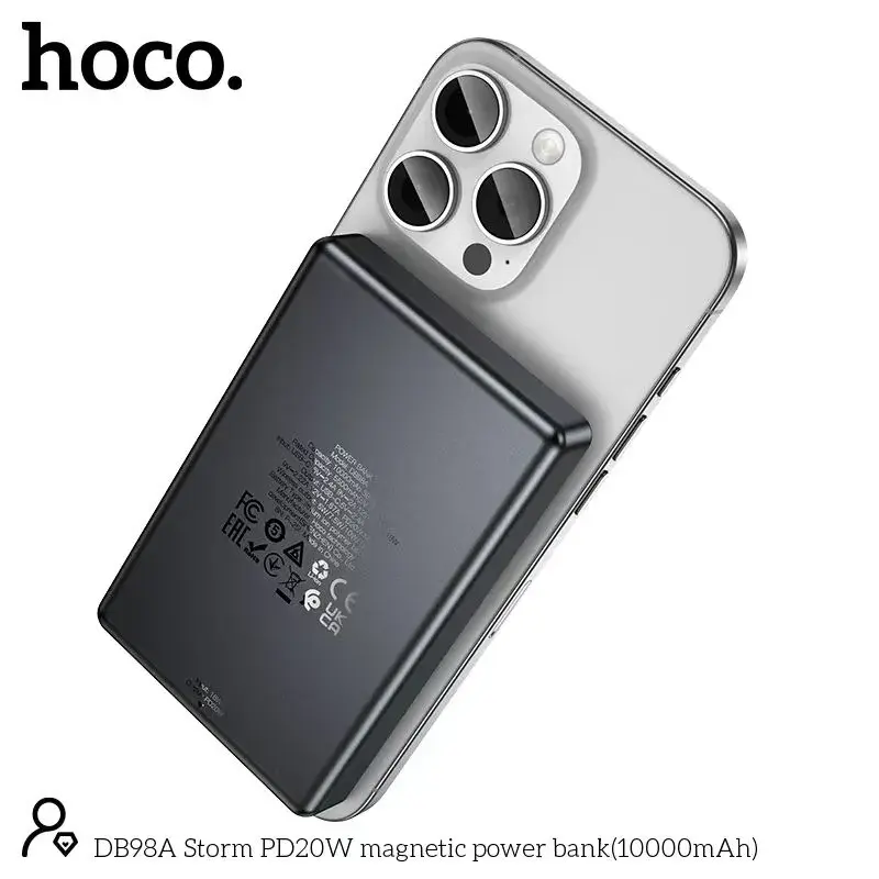 Picture of Hoco DB98A Storm PD 20W Slim Magnatic 10000mAh Power Bank - Black