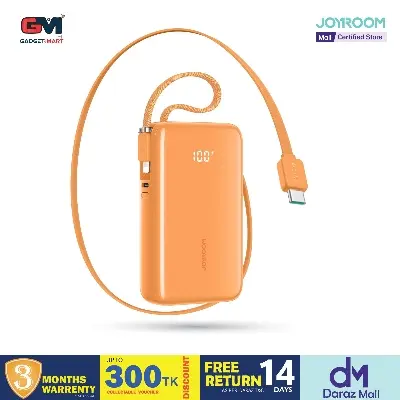 Picture of JOYROOM JR-PR2L 35W Mini 10000mAh Power Bank with Built-in Retractable Type-C Cable + Lightning Cable - Orange