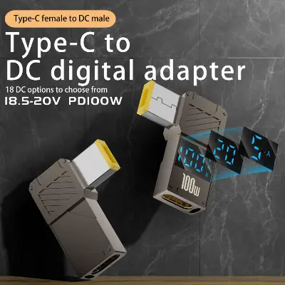 Picture of TISHRIC PD 100W USB C PD To DC Power Connector 5A 18.5-20V Female Type-C To DC Male Laptop Charging Adapter For Lenovo - For Lenevo