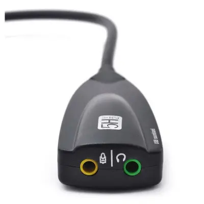 Picture of Professional 5HV2 3D Usb to Audio Headset Microphone 3.5mm Antimagnetic External USB 7.1 Audio Sound Card Adapter For Laptop & PC - Black