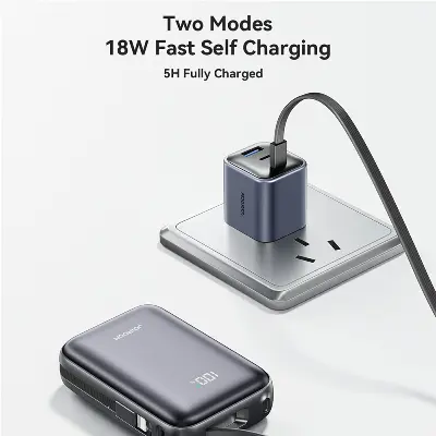 Picture of JOYROOM JR-PBF29 20000mAh Mini Power Bank 22.5W Fast Charging Portable Charger with Smart Digital Display and 3 Output Ports - Black - Black