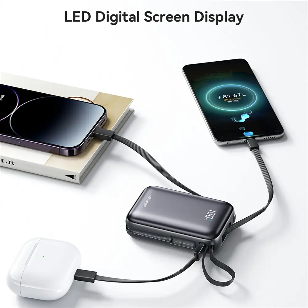 Picture of JOYROOM JR-PBF29 20000mAh Mini Power Bank 22.5W Fast Charging Portable Charger with Smart Digital Display and 3 Output Ports - Black - Black