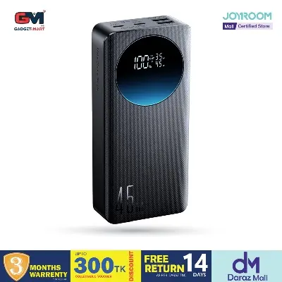 Picture of JOYROOM JR-PBF02 Pro 20000mAh Power Bank 45W Super Fast Charging Digital Display Portable Charger with 4 Port Output - Black - Black