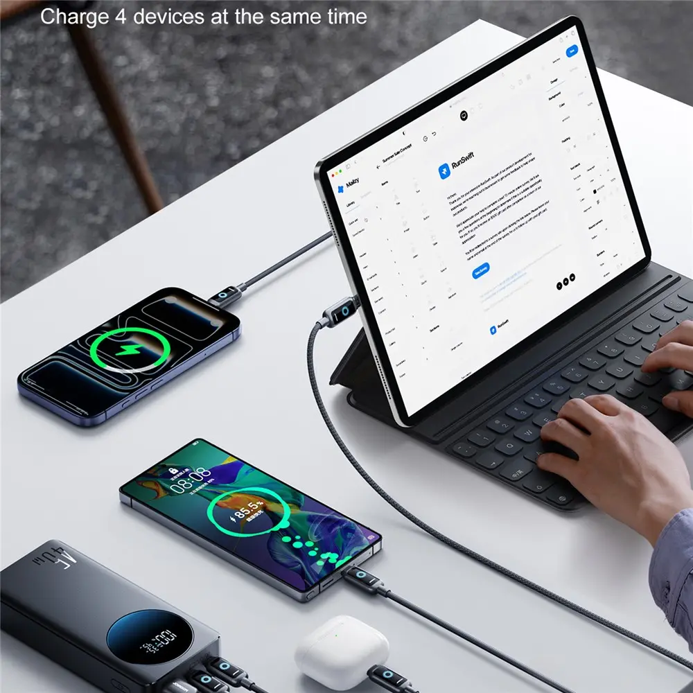 Picture of JOYROOM JR-PBF02 Pro 20000mAh Power Bank 45W Super Fast Charging Digital Display Portable Charger with 4 Port Output - Black - Black