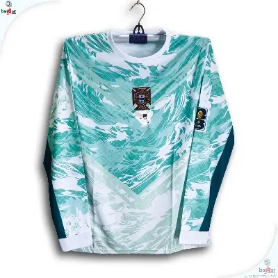 Picture of Portugal World Cup Jersey 2026 Thai Premium Football Jersey For Men - Long Sleeve t shirt - Portugal Jersey 2026 - Light green