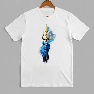 Picture of Divine Trishul Edition 200 GSM Premium Cotton White T-Shirt - White