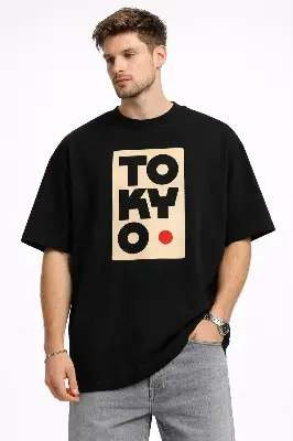 Picture of Black Drop Shoulder Oversized T-Shirt for Men | Premium Cotton Loose Fit Casual Streetwear Tee Bangladesh - Black