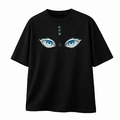 Picture of Jujutsu Kaisen-Gojo Satoru 200+ GSM Premium Cotton Drop Shoulder T-Shirt - Black