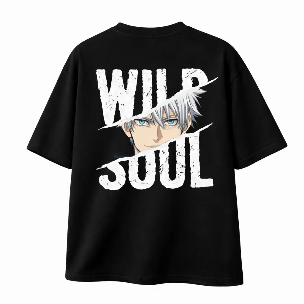 Picture of Jujutsu Kaisen-Gojo Satoru 200+ GSM Premium Cotton Drop Shoulder T-Shirt - Black