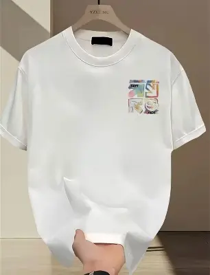 Picture of Signature Graffiti 200+ GSM Premium Cotton Drop Shoulder White T-Shirt - White