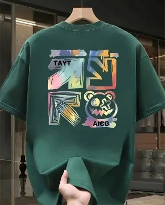 Picture of Signature Graffiti 200+ GSM Premium Cotton Drop Shoulder Bottle Green T-Shirt - Emerald Green