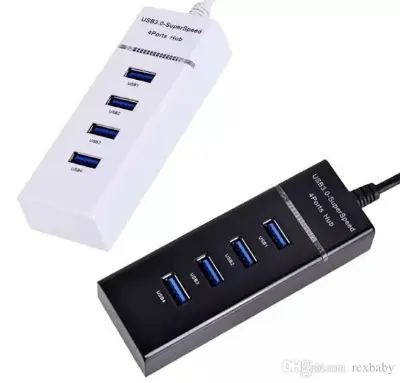 Picture of For Desktop 4 Ports High Speed USB HUB Hi-Speed USB Splitter Expansion WHITE/BLACK (Black)