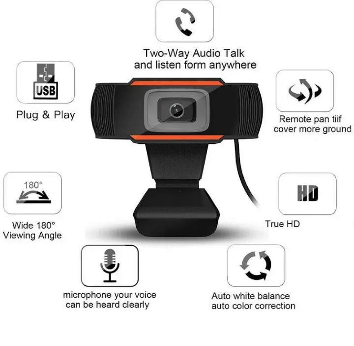 Picture of Full HD Webcam 1080P USB Camera Rotatable Video Recording Web Camera With Microphone For PC Computer (Black)