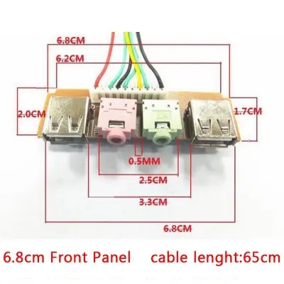 Picture of PC Computer Case Front Panel USB Audio Port Mic Earphone Cable Line (Black)