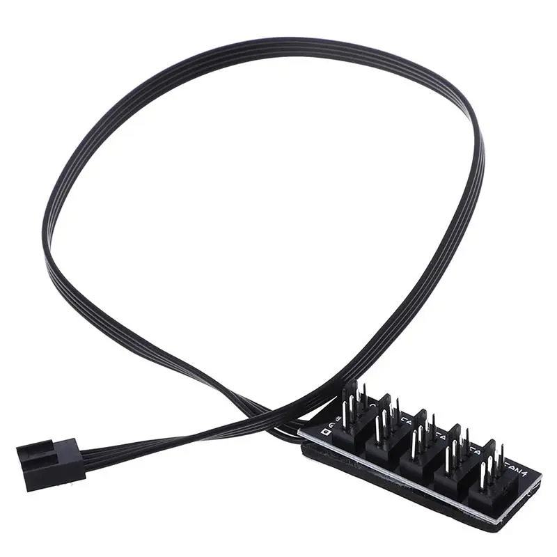 Picture of Fan Hub Distributor 4-Pin 1 to 5 PC CPU Heatsink Box Fan Distributor Hub Adapter Cable for Computer Cooler (Black)