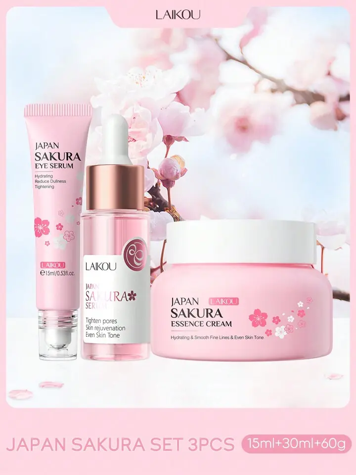 Picture of Laikou Japan Sakura Skin Care Set - 3 pcs (Pink)