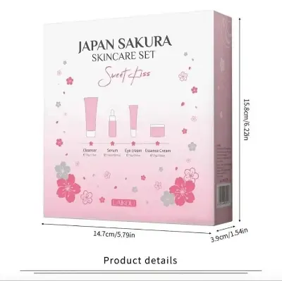 Picture of Laikou Japan Sakura Skin Care Set Sweet Kiss - 4pcs (Pink)