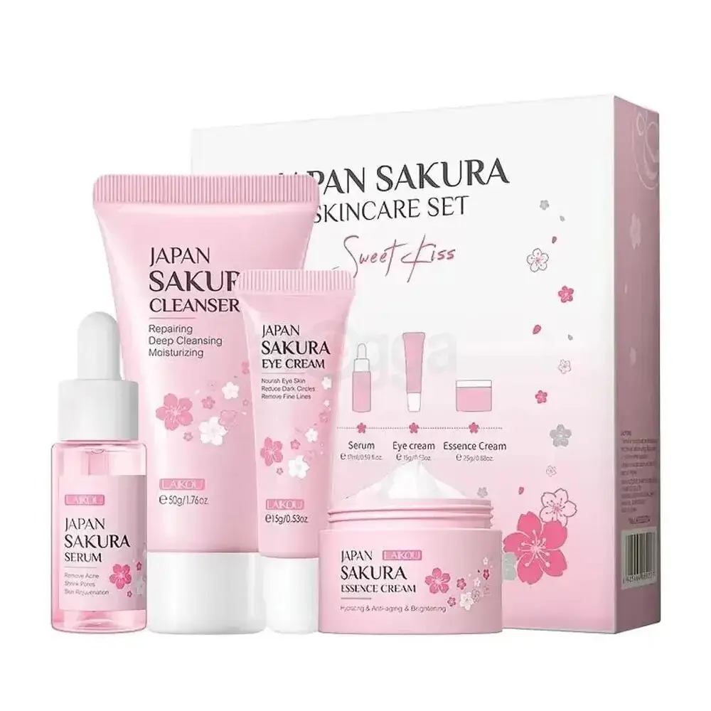 Picture of Laikou Japan Sakura Skin Care Set Sweet Kiss - 4pcs (Pink)
