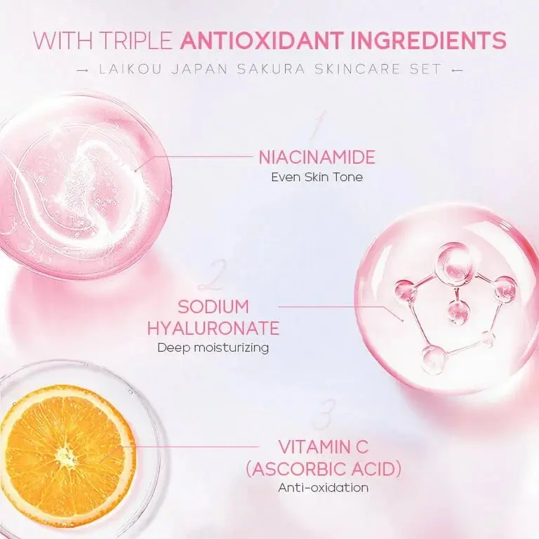 Picture of Laikou Japan Sakura Skin Care Set Sweet Kiss - 4pcs (Pink)