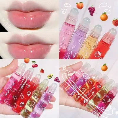 Picture of Dragon Ranee 4 Pcs Fruit Lip Oil Set Lip Gloss Crystal Jelly Liquid Lipstick Set 