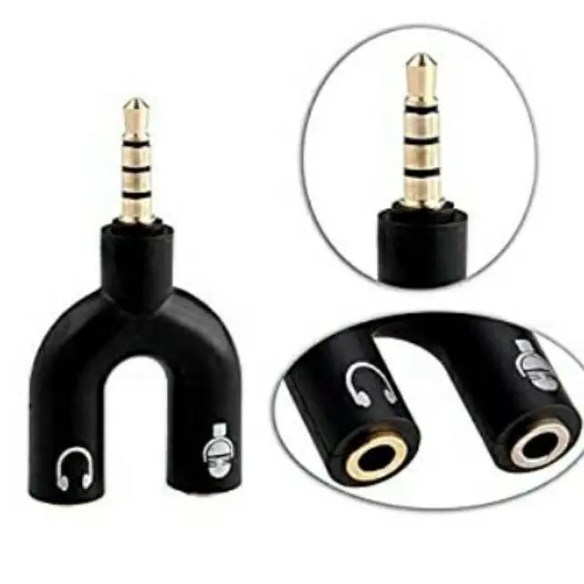 Picture of 2 Dual Female Audio Headphone Splitter Adapter (Black)